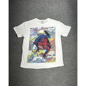 Marvel Spiderman White Retro Comic Book Graphic T-Shirt Men’s Size Large